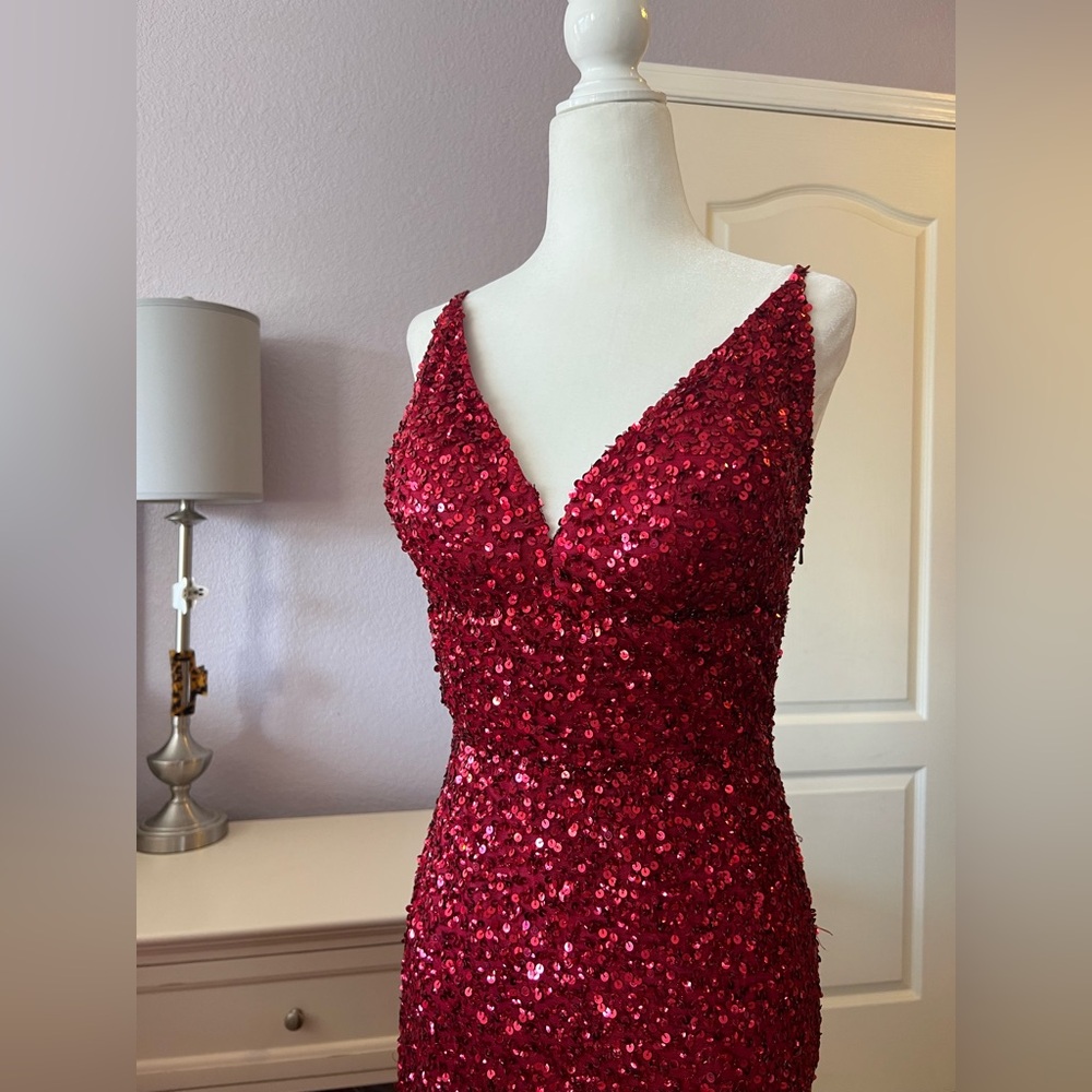 Laura Ashley Red Sequin Evening Gown